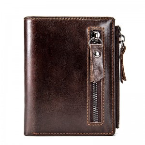 HD0827 - Anpassade grossister för män i äkta läder Portabel multifunktionell plånbok